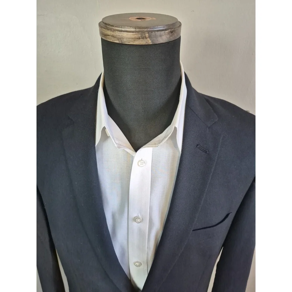 Jos A Bank Joseph Mens Slim Fit Wool Sports Coat 40L Navy Blue 2 Button V805
